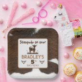 アニマルプリントキャトルスタンピードブラウン誕生日 ペーパープレート (パーティー)