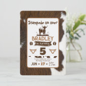 アニマルプリントキャトルスタンピードブラウン誕生日 招待状 (スタンド正面)