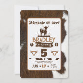 アニマルプリントキャトルスタンピードブラウン誕生日 招待状 (正面)