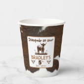 アニマルプリントキャトルスタンピードブラウン誕生日 紙コップ (正面)