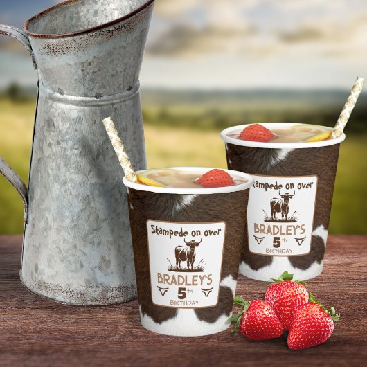 アニマルプリントキャトルスタンピードブラウン誕生日 紙コップ