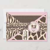 アニマルプリントキリンとツツジャンパーベビーシャワー 招待状 (正面)