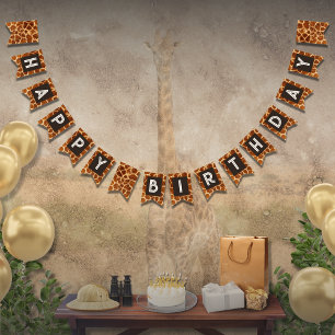 アニマルプリントキリン誕生日バンティンバナー バンティングフラッグ