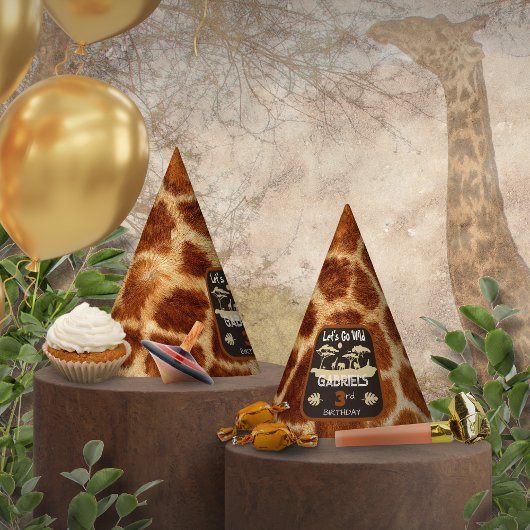 アニマルプリントキリン誕生日パーティーハット パーティーハット