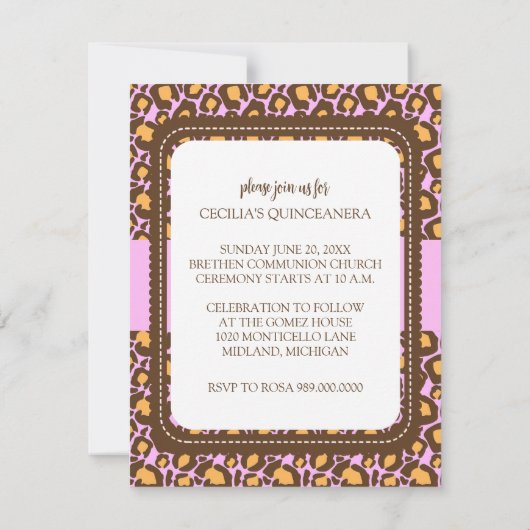 アニマルプリントキンセアニェラパーティの招待状 招待状 (裏面)