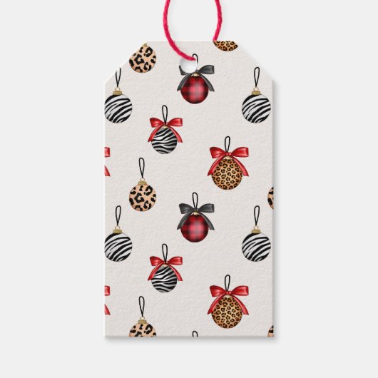 アニマルプリントクリスマスオーナメントパターンデザイン ギフトタグ (正面)