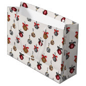 アニマルプリントクリスマスオーナメントパターンデザイン ラージペーパーバッグ (正面アングル)