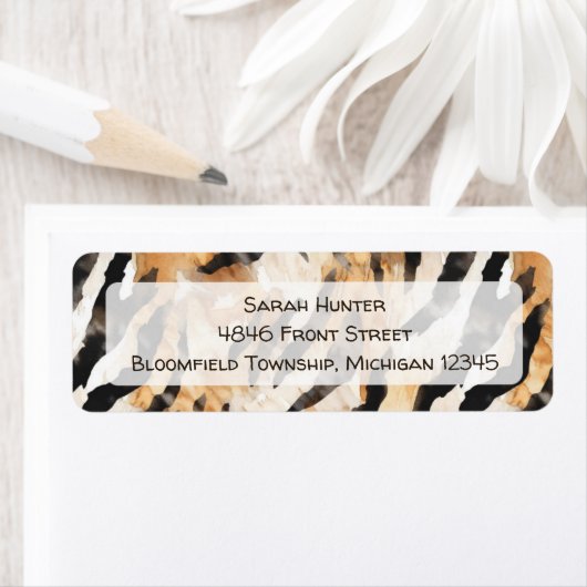 アニマルプリントサファリをテーマにした誕生日差出人住所 ラベル (インサイチュ)