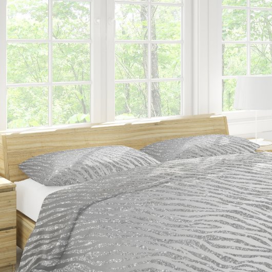 アニマルプリントシルバーグリッターグラムピラローケース 枕カバー