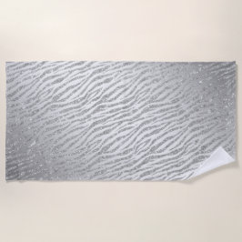 アニマルプリントシルバーグリッターグラム ビーチタオル