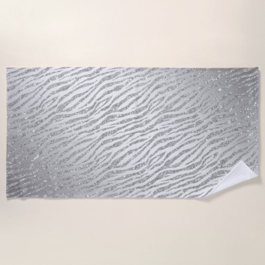 アニマルプリントシルバーグリッターグラム ビーチタオル (正面)
