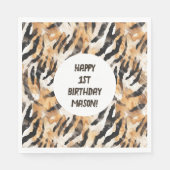アニマルプリントジャングルサファリをテーマにした誕生日パーティー スタンダードランチョンナプキン (正面)