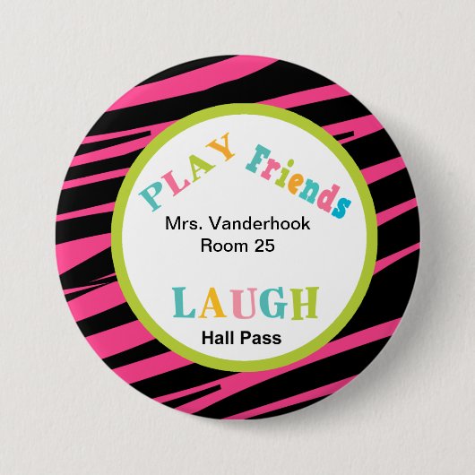 アニマルプリントスクールヘルパーホールパスボタン 缶バッジ (正面)