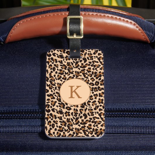 アニマルプリントスタイリッシュブラウンモノグラム ラゲッジタグ (正面インサイチュ2)