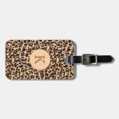 アニマルプリントスタイリッシュブラウンモノグラム ラゲッジタグ (正面横)