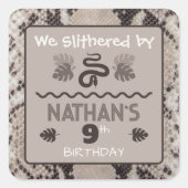 アニマルプリントスネークトープ誕生日 スクエアシール (正面)