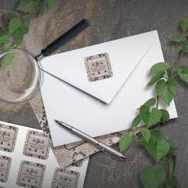 アニマルプリントスネークトープ誕生日 スクエアシール