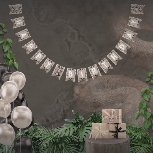 アニマルプリントスネークトープ誕生日 バンティングフラッグ