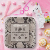 アニマルプリントスネークトープ誕生日 ペーパープレート (パーティー)