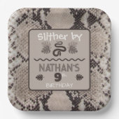 アニマルプリントスネークトープ誕生日 ペーパープレート (正面)