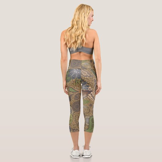 アニマルプリントセージと金ゴールドファンタジーペイズリー カプリレギンス (裏面)