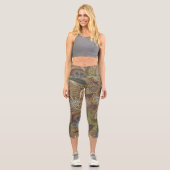 アニマルプリントセージと金ゴールドファンタジーペイズリー カプリレギンス (正面)