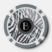 アニマルプリントゼブラパターンとモノグラム ポーカーチップ (裏面)