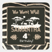 アニマルプリントゼブラ誕生日シール スクエアシール (正面)