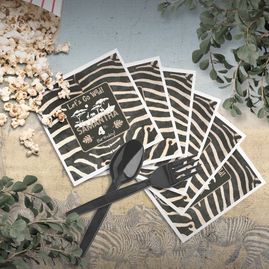 アニマルプリントゼブラ誕生日紙ナプキン スタンダードランチョンナプキン