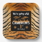 アニマルプリントタイガー誕生日紙プレート ペーパープレート (正面)