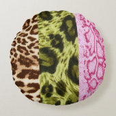 アニマルプリントトリオラウンド装飾用クッション ラウンドクッション (正面)