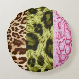 アニマルプリントトリオラウンド装飾用クッション ラウンドクッション