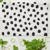 アニマルプリントドットブラックアンドホワイトダルマシアン キッチンタオル (折り畳み)