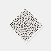 アニマルプリントドットブラックアンドホワイトダルマチア スタンダードカクテルナプキン (角)