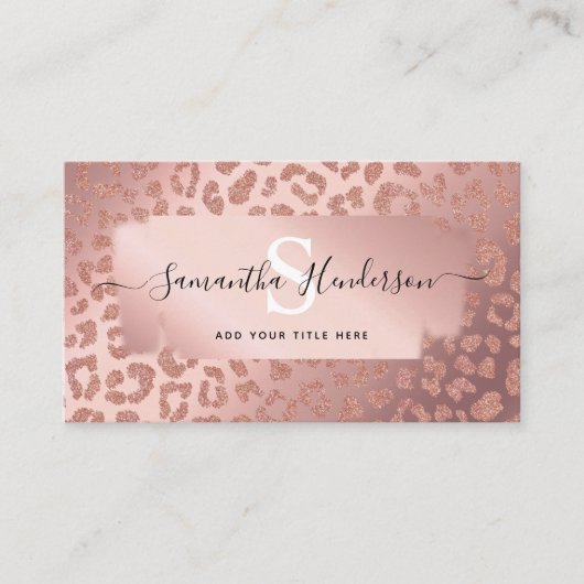 アニマルプリントバラ金ゴールドグラムグリッターソーシャルメディア 名刺 (正面)