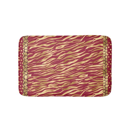 アニマルプリントバーエレガントグンディ金ゴールドシックラグジュアリー バスマット (正面)