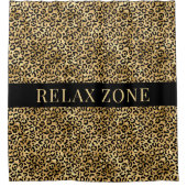 アニマルプリントフェイク金ゴールドブラック シャワーカーテン (正面)