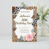 アニマルプリントフローラ誕生日の招待 招待状 (スタンド正面)