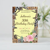 アニマルプリントフローラ誕生日の招待 招待状 (スタンド正面)
