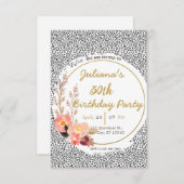 アニマルプリントフローラ誕生日の招待 招待状 (正面/裏面)