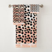 アニマルプリントブラックとピンク バスタオルセット (インサイチュ)