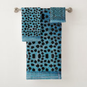 アニマルプリントブラックとブルー バスタオルセット (インサイチュ)