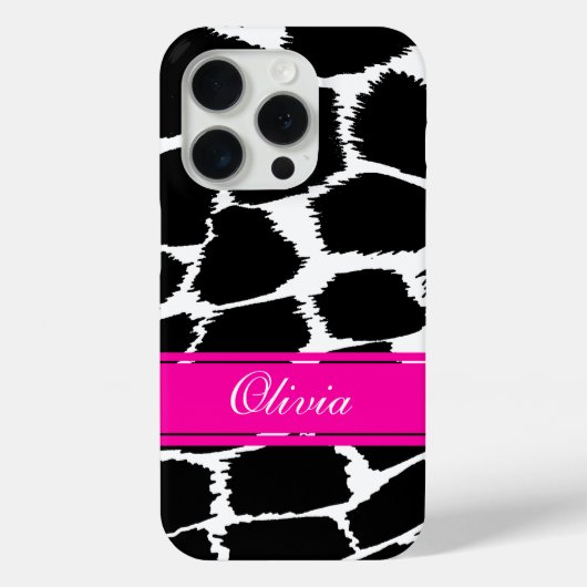 アニマルプリントブラック、ホワイト、ピンク Case-Mate iPhoneケース (裏面)