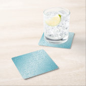 アニマルプリントブルーグリッターグラム スクエアペーパーコースター (インサイチュ)