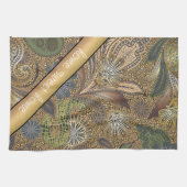 アニマルプリントペイズリーパターン キッチンタオル (横)