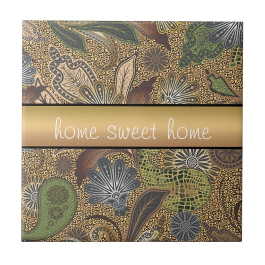 アニマルプリントペイズリーパターン タイル (正面)