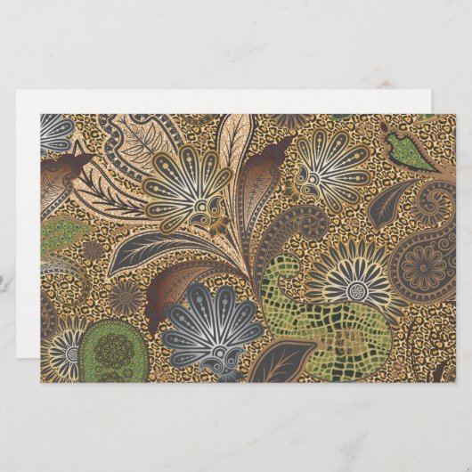 アニマルプリントペイズリーパターン 便箋 (正面/裏面)