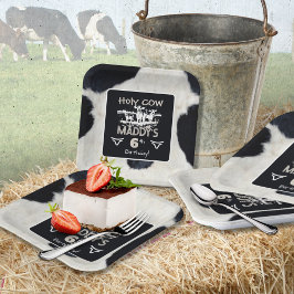 アニマルプリントホーリーカウー誕生日紙プレート ペーパープレート