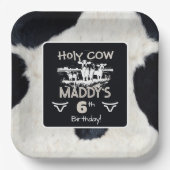 アニマルプリントホーリーカウー誕生日紙プレート ペーパープレート (正面)