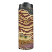 アニマルプリントユニークアゲート金ゴールドグリッター タンブラー (正面)